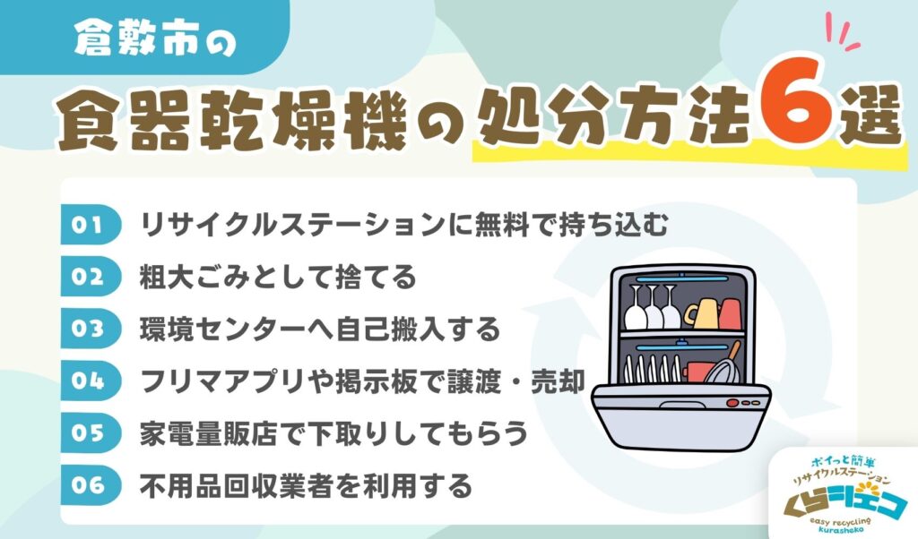 倉敷市での食器乾燥機の処分方法6選！無料回収や持ち込み方法を詳しく解説