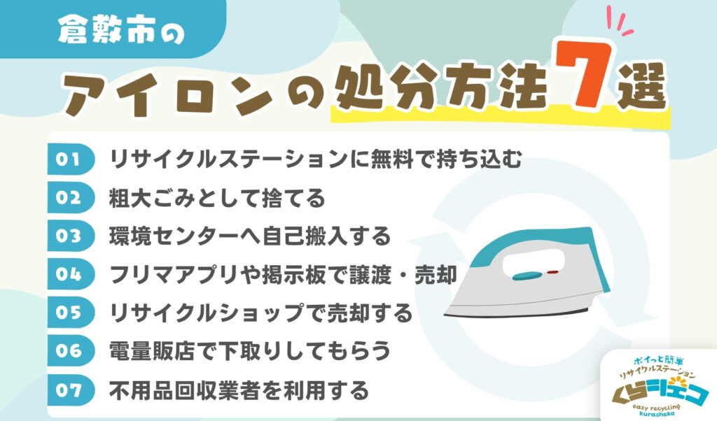 倉敷市でのアイロンの処分方法7選！無料回収や持ち込み方法を詳しく解説